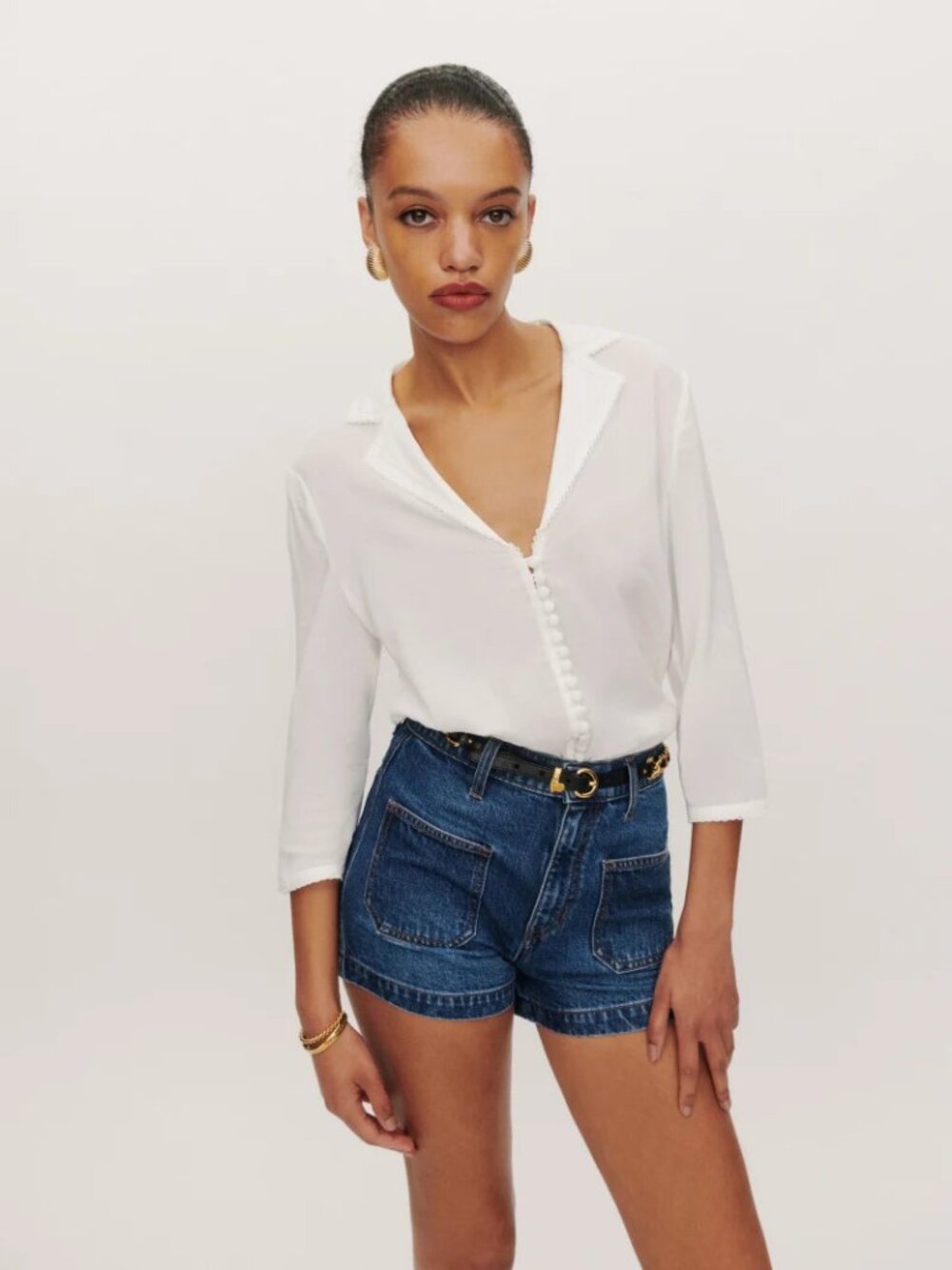 Reformation Niko Top in White - Size M